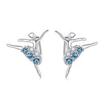 Perhiasan Perak Sterling S925 Grosir Anting Balerina Kristal Austria Hadiah Sempurna untuk Pertunjukan Balet