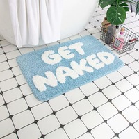 Alfombra de Baño Moderna y Divertida de Microfibra FIGOO, Antideslizante, Lavable, con Diseño 'Get Naked' para Baños