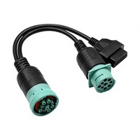 Kabel Adaptor Truk J1962 ke 9P Dech J1939 9P untuk J1708 ke OBD Kabel Konversi Satu-ke-Dua Lurus untuk 1/2 30cm