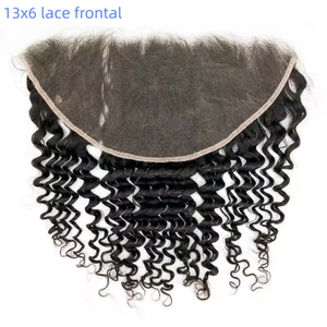 Closure HD 13x6 indétectable, dentelle HD, de l'oreille à l'oreille, pré-épilée, bouclée profonde, 100% cheveux humains, frontal HD 13x6, cheveux vietnamiens bruts - Product Image 1