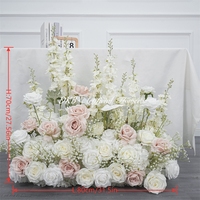 Flores Artificiales DKB al por Mayor, Camino de Mesa de Rosas de Seda Artificiales Blancas para Bodas, Camino de Mesa de Flores 5D para Decoración de Eventos