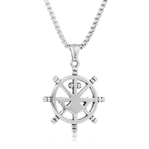 <b>Titanium</b> Steel Ship Wheel Anchor Pendant Unisex Necklace Everyday Wear Geometric Themed Charm 12070 - Product Image 2
