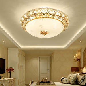 Nouveau design style européen décoration de la maison lumière salon encastré cristal or plafonnier LED - Product Image 3