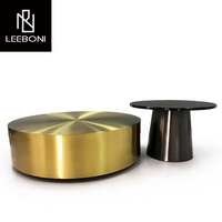 Vente en gros Tables basses marbrées en acier inoxydable doré Table ronde en laiton Mrable