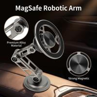 Support de téléphone magnétique pour voiture à bras robotique multi-axes en alliage, réglable à 720° pour tableau de bord et navigation