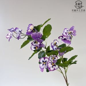 Artificial Pansies <b>Single</b> Branch Silk <b>Flowers</b> High Simulation Wedding Decorations Outdoor Use - Product Image 5
