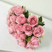 Bouquet de 18 têtes de roses artificielles en soie pour mariage et décoration intérieure
