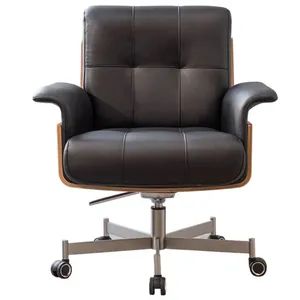 Oturma odası ayarlanabilir kanepe sandalye ahşap püsküllü Pu deri Metal dönen kol sandalye Modern kanepe sandalye