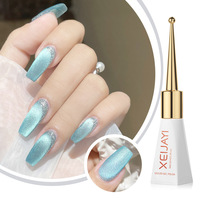 XEIJAYI Gel Kuku Mata Kucing Biru Berkualitas Tinggi 10ml, Gel UV Magnetik 9D Mewah, Label Pribadi Grosir, Lem Tahan Lama untuk DIY