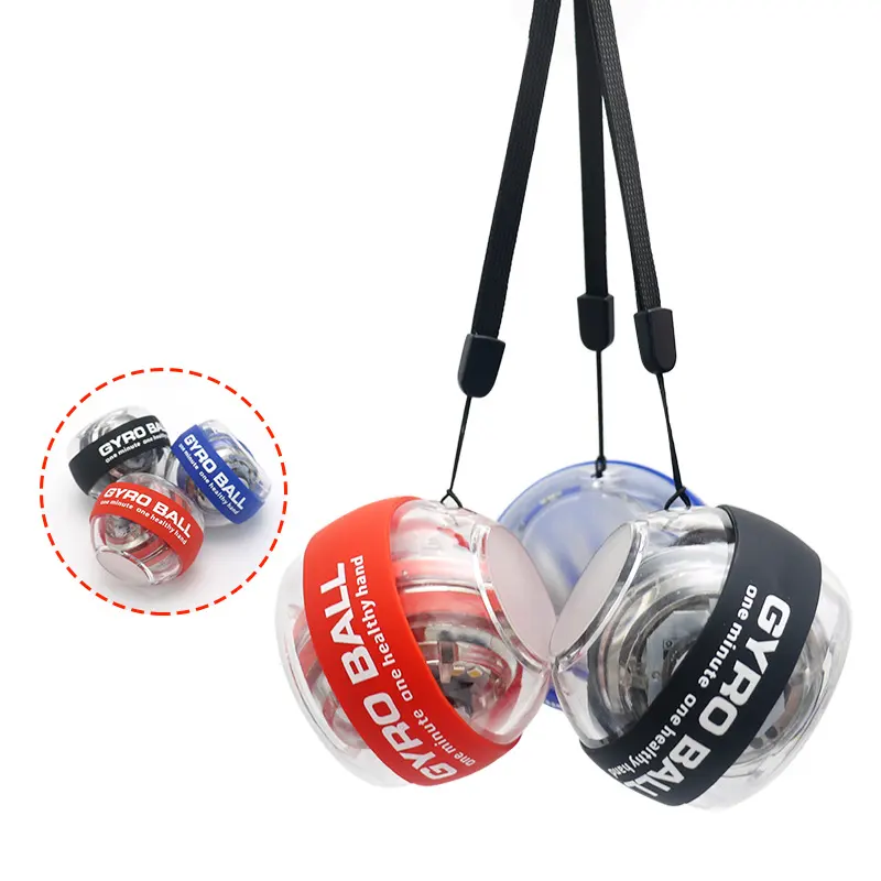 Bola de giroscopio al por mayor, bola giroscópica de muñeca personalizada intermitente LED de 6 colores para ejercicio de muñeca