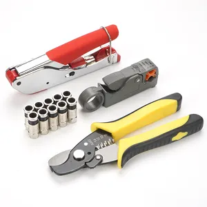 BNC Accessories Crimping tool kit including crimping and cable strippers with 10 compression fittings perfect for connector