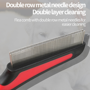 Nuovo Design Logo personalizzato a doppia fila pettine per peli di gatto cane pettine per pulci - Product Image 5
