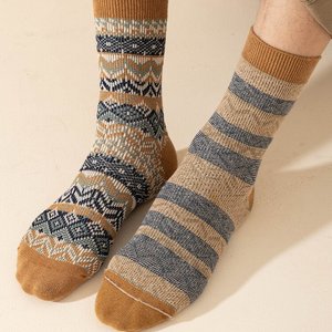 Chaussettes en coton respirantes et confortables pour hommes, style rétro <span class=keywords><strong>Fernand</strong></span>, personnalisables en gros, chaussettes thermiques mi-mollet pour l'hiver quotidien - Product Image 3