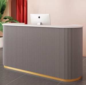 Mostrador de Recepción para Hotel de Diseño Moderno en Madera, Mostrador de Recepción para Salón de Belleza, Mostrador de Oficina Blanco, Mostrador de Recepción para Hotel de Lujo - Product Image 5