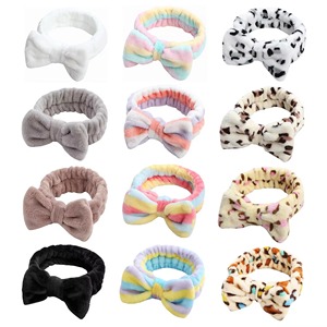 Diadema elástica de leopardo <span class=keywords><strong>para</strong></span> spa, suave, <span class=keywords><strong>para</strong></span> baño, belleza, maquillaje, lavado de cara, con lazo, al por mayor <span class=keywords><strong>para</strong></span> <span class=keywords><strong>niñas</strong></span> y mujeres - Product Image 1
