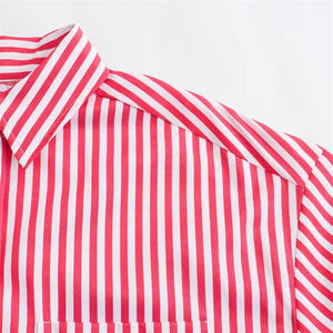 TAOP&ZA Chemise à <span class=keywords><strong>col</strong></span> polo à rayures, style européen et américain, nouvelle collection été 2024, manches retroussées, coupe ample, fente latérale, 2731533 - Product Image 4