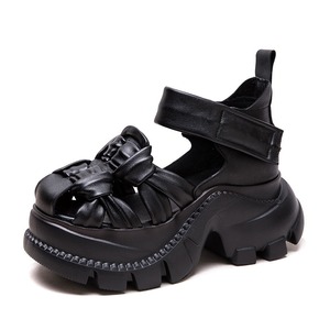 Nouveautés estivales, sandales plates tendance et légères en cuir véritable, confortables, tissées, respirantes, chaussures rétro pour femmes - Product Image 1