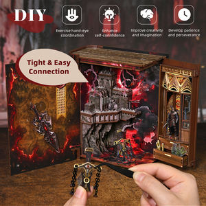 MiniCity Magic Book Nook Building Set avec lumières, kit de construction de modèle de nichoir <span class=keywords><strong>à</strong></span> livres DIY pour la décoration de la bibliothèque <span class=keywords><strong>à</strong></span> domicile (La épée de feu) - Product Image 6