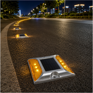Borne de signalisation routière solaire LED réfléchissante en alliage d'aluminium étanche IP68, portée visuelle de 500 m pour marquages routiers et avertissements sur autoroute - Product Image 1