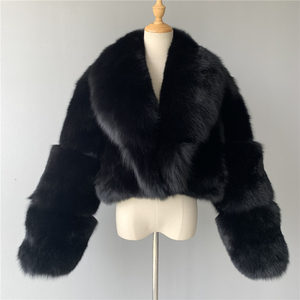 Veste en fourrure de <span class=keywords><strong>renard</strong></span> moelleuse de luxe, design OEM en gros, grand col en fourrure, véritable fourrure de <span class=keywords><strong>renard</strong></span>, manteau pour femmes - Product Image 6