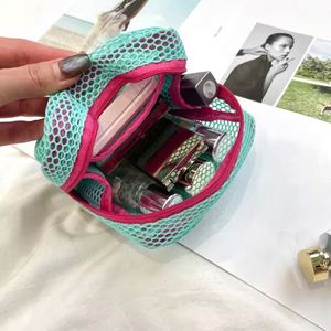 Mesh Travel Cosmetic Lipstick Data Cable Storage Bag <b>Cute</b> Small Makeup Handbags Women Wallet <b>Purse</b> Organizer Pouch Bags - Product Image 5