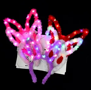 Lovely Luminous plush rabbit headband colorful hair band concert party children's toys