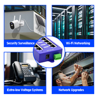 Módulo de Panel de Conexiones de 1000Mbps, Switch POE de 8 Puertos, Inyector POE Gigabit Pasivo de Ethernet con Alimentación, 56V 1A para Redes WiFi y CCTV