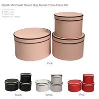 Vente en gros Emballage de boîte ronde rouge premium personnalisé Lot de 3 boîtes réutilisables en papier pour arrangement floral avec cylindre rond pour cadeau