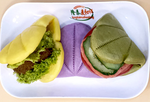 Global Supply Chain Wholesale <strong>Frozen</strong> Pasta Chinese <strong>Burger</strong> Spinach Flavor Pumpkin Flavor Purple Potato Flavor Cut Packet Gua Bao - Product Image 2