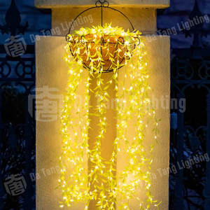 Decorative Faux Ivy Hanging <b>Light</b> <b>String</b> with Integrated LEDs for Holiday Christmas & Halloween-IP65 Rated Customizable Colors - Product Image 1