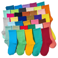 Chaussettes tubulaires standard en coton pour femmes, respirantes, tricotées, couleurs d'automne INS, longueur mi-mollet, couleur bonbon, revers tombant, logo, cadeau
