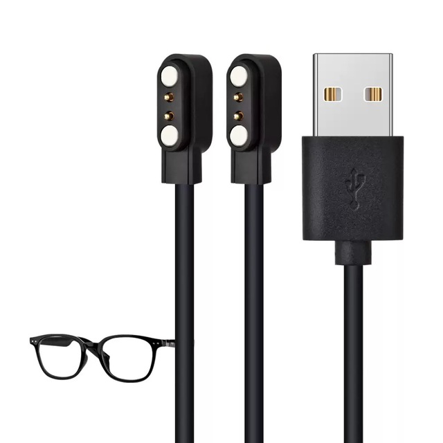 2 Pin USB 2.0 Magnetic Charging Cable 2.54 MM 2 in 1 Smart Glasses Power Charge PVC Material