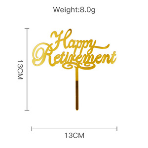 ท็อปเปอร์เค้กอะคริลิค รูปน้ำผึ้งและน้ำหวาน ขนาด 13 ซม. สีทอง สำหรับตกแต่งเค้กในงานเลี้ยงเกษียณอายุ - Product Image 5