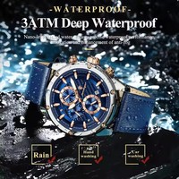 Relojes Poedagar 860 para Hombre, Reloj de Pulsera Deportivo de Cuero Genuino de Lujo, Resistente al Agua, Luminoso, Cronógrafo, de Cuarzo
