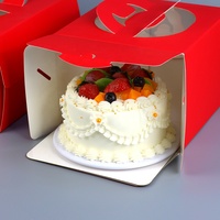 Boîte d'emballage carré en papier recyclable personnalisé pour gâteau d'anniversaire avec fenêtre et planche à gâteau portable pour sushi