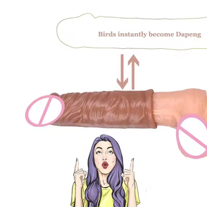 Manchon de pénis masculin <span class=keywords><strong>en</strong></span> silicone réaliste, 14cm, pour agrandissement du pénis, gode supplémentaire, préservatif pour hommes - Product Image 4