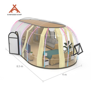 Dôme de restaurant <span class=keywords><strong>bulle</strong></span> géodésique préfabriqué en polycarbonate PC Kawagebo Kamp (KK) de 4 m / 13,1 pi de largeur, ovale, pour glamping - Product Image 3