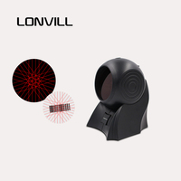 LONVILL Supporte les claviers multilingues, scanner de codes 2D de bureau, scanner de codes-barres filaire USB à large angle de lecture, mains libres, pour supermarchés