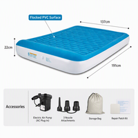 Matelas Gonflable Bleu Floqué Grand Format avec Pompe AC Intégrée, Tissu PVC Floqué, Portable et Pliable pour le Camping en Plein Air - Vente en Gros