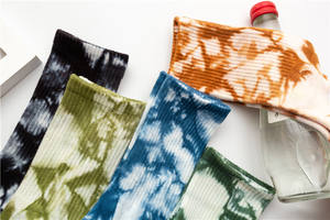 Chaussettes pour femmes, style sportif, transparentes, à motif dégradé pastel, tie-dye, pour tous les jours - Product Image 6