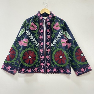 Chaqueta Vintage de Terciopelo Bordada a Mano con Cuello Alto, Manga Larga y Cierre de Botones, Ropa de Abrigo de Invierno para Mujer - Product Image 4