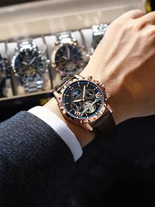 Orologio da Polso Meccanico Automatico da Uomo in <span class=keywords><strong>Oro</strong></span> con Tourbillon, Fasi Lunari, Multifunzione di Alta Gamma, Cassa in Metallo Luminoso - Product Image 5