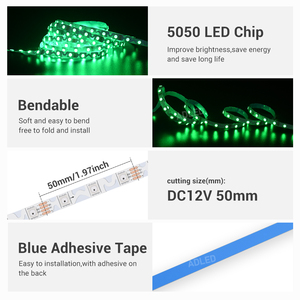 DC12V เทปไฟ LED แบบยืดหยุ่น5050 Rgbic 8มม. วัตต์/เมตรซิกแซก SMD แถบไฟเปลี่ยนสีได้60ดวง/ม. - Product Image 4