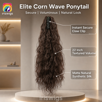 Iriswigs SU88 Queue de cheval pré-collée à clipser YAKI pour femme, effet ondulé et volumineux, en fibre haute température résistante à la chaleur
