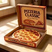 Boîtes à pizza rigides en papier kraft écologiques et recyclables avec logo personnalisé, cartons de livraison de nourriture en carton ondulé de qualité alimentaire, impression quadricolore