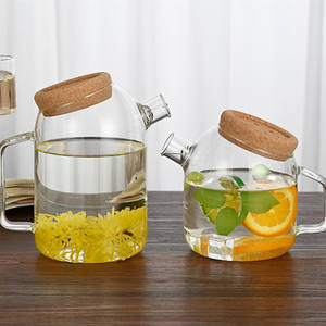 Vente en gros <span class=keywords><strong>Carafe</strong></span> à eau sans <span class=keywords><strong>plomb</strong></span> Pichet en verre écologique pour infusion de thé et de fruits avec couvercle en liège et filtre - Product Image 3