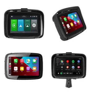 Monitor mobil Android tanpa kabel, 5 inci navigasi GPS sepeda motor portabel IPX7 tahan air Apple Carplay layar tampilan