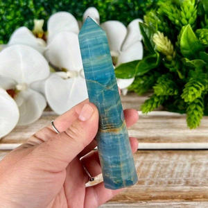 Piedra de Reiki de Alta Calidad para Sanación, Cristal Energético, Ónix Azul Pulido, Varita en Punta, Torre para Meditación - Product Image 1