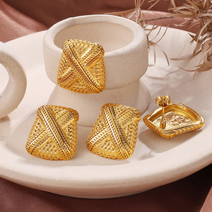 Geometric <b>Cuff</b> <b>Earrings</b> 18K Gold Plated Stainless Steel Irregular Design For Women - Product Image 3