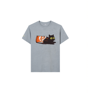 Camiseta Kit Cat de algodón gris, ropa informal unisex - Product Image 1